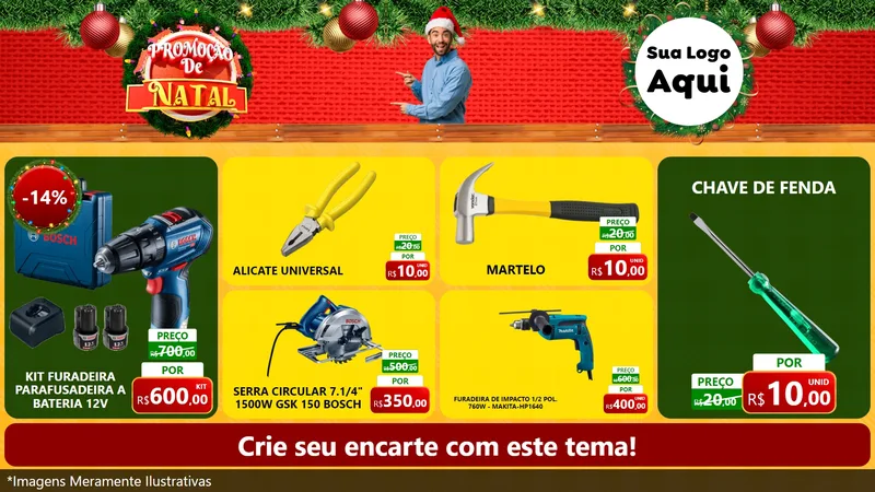 Modelo de TV para TV Horizontal com o tema Promoção de Natal para Maquinas e Ferramentas