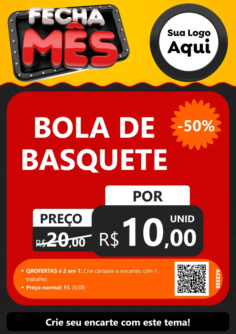 Modelo de Cartaz para Cartaz A4 Vertical com o tema Fecha Mês para Artigos Esportivos