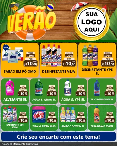 Modelo de Rede Social para Feed Instagram com o tema Verão para Produtos de Limpeza
