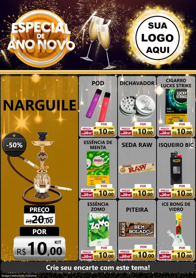 Modelo de Encarte para Encarte A4 Vertical com o tema Especial de Ano Novo para Tabacaria