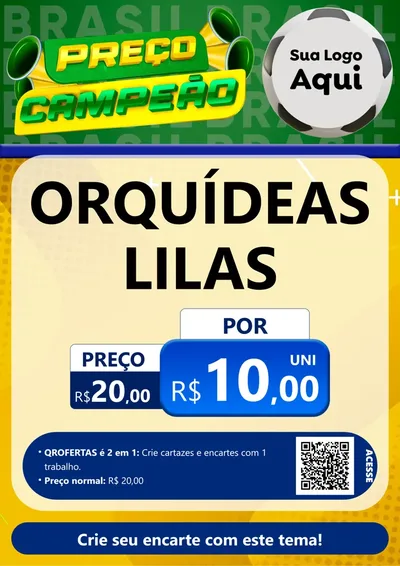 Modelo de Cartaz para Cartaz A4 Vertical com o tema Preço Campeão - Copa para Floricultura e jardim