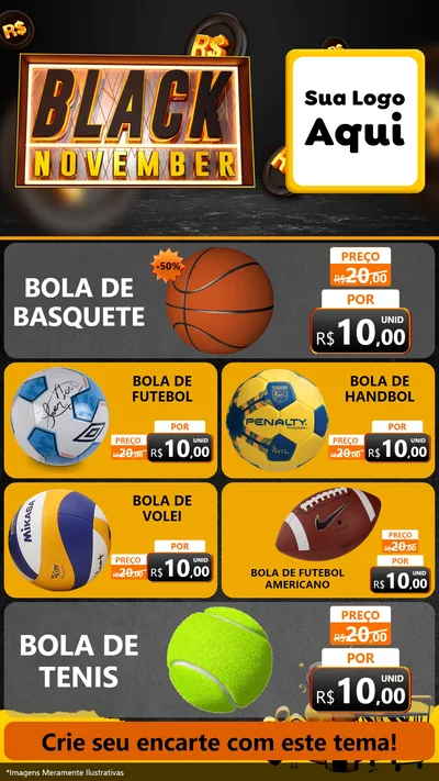 Modelo de TV para TV Vertical com o tema Black November para Artigos Esportivos
