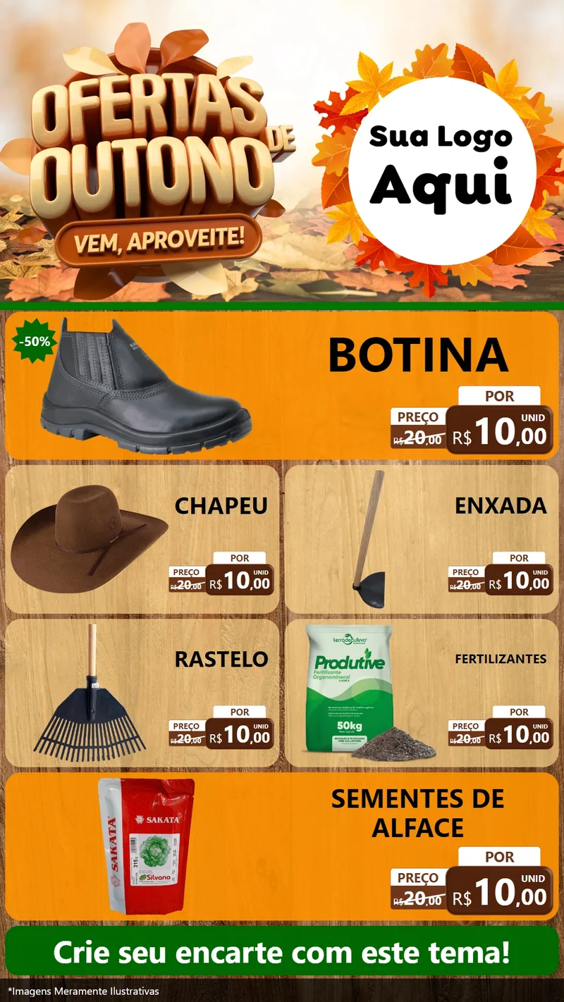 Modelo de TV para TV Vertical com o tema Ofertas de Outono - Vem, Aproveite! para Agropecuária