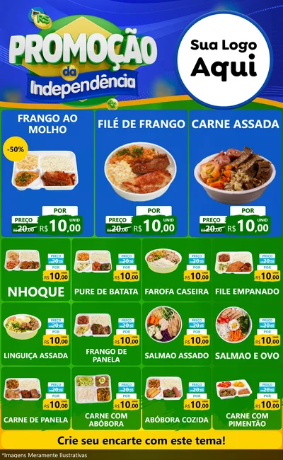 Modelo de Encarte para Encarte Grande com o tema Promoção da Independência para Restaurante
