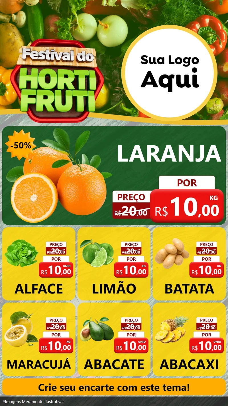 Modelo de Rede Social para Stories com o tema Festival do Hortifrúti para Hortifrúti
