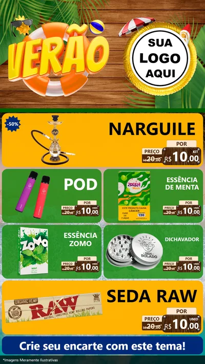 Modelo de TV para TV Vertical com o tema Verão para Tabacaria