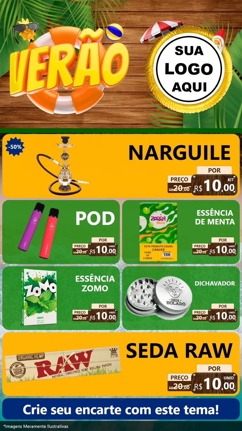 Modelo de TV para TV Vertical com o tema Verão para Tabacaria