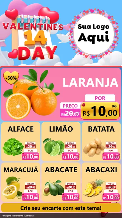 Modelo de Rede Social para Stories com o tema Valentine's Day para Hortifrúti