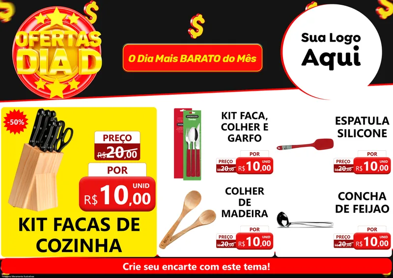 Modelo de Encarte para Encarte A4 Horizontal com o tema Dia D para Utilidades Domésticas