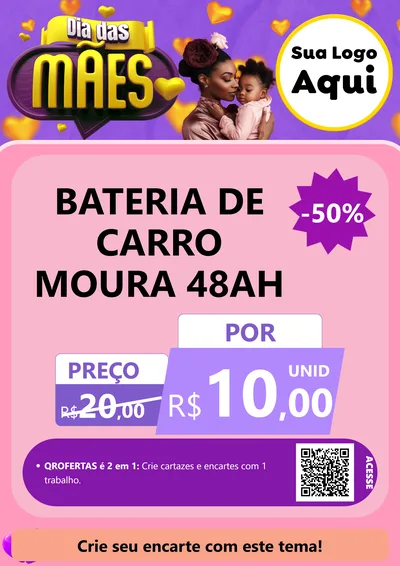 Modelo de Cartaz para Cartaz A4 Vertical com o tema Dia das Mães para Baterias Elétricas