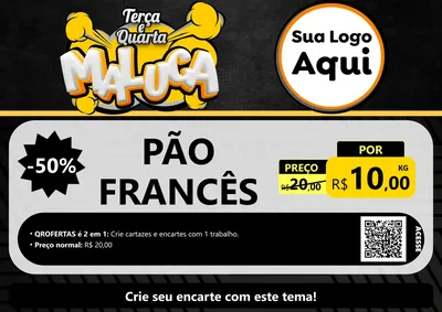 Modelo de Cartaz para Cartaz A4 Horizontal com o tema Terça e Quarta Maluca para Padaria