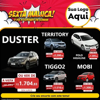 Modelo de Rede Social para Feed Facebook com o tema Sexta Maluca! para Concessionaria de Carros