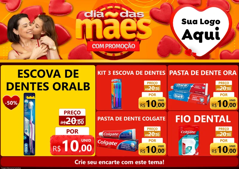 Modelo de Encarte para Encarte A4 Horizontal com o tema Dia das Mães com Promoção para Higiene Pessoal