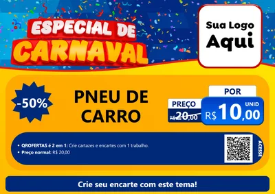 Modelo de Cartaz para Cartaz A4 Horizontal com o tema Especial de Carnaval para Auto peças