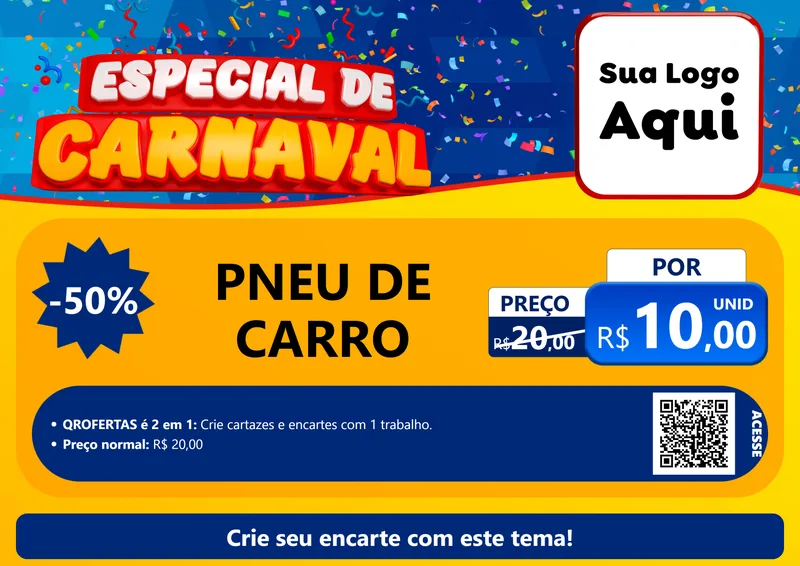 Modelo de Cartaz para Cartaz A4 Horizontal com o tema Especial de Carnaval para Auto peças