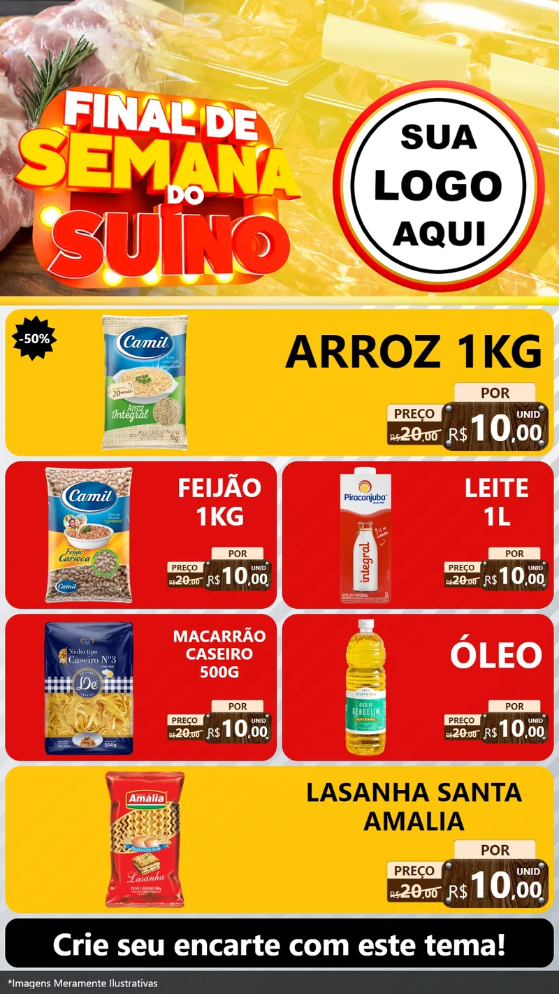 Modelo de TV para TV Vertical com o tema Final de Semana do Suíno para Supermercado