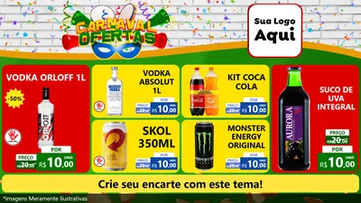 Modelo de TV para TV Horizontal com o tema Carnaval de Ofertas para Distribuidora de bebidas