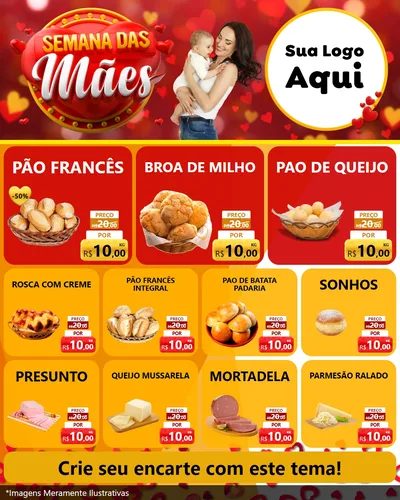 Modelo de Rede Social para Feed Instagram com o tema Semana das Mães para Padaria