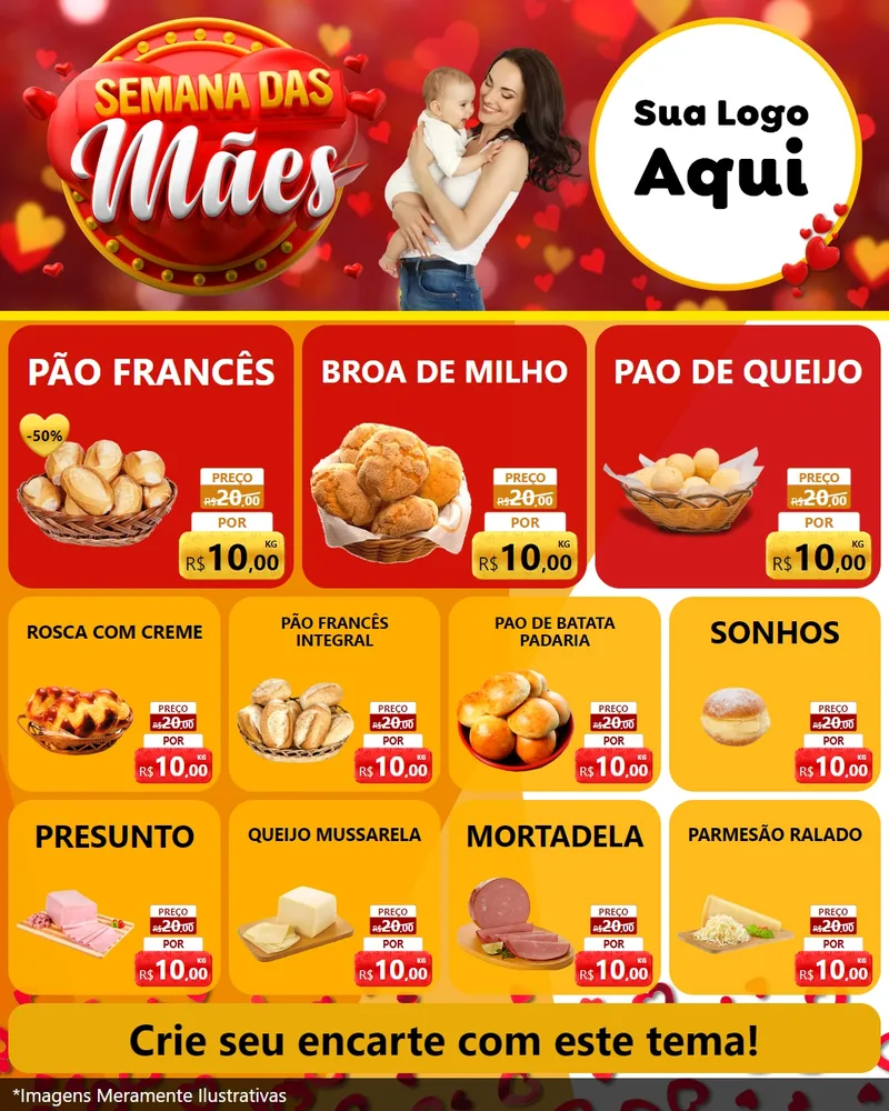 Modelo de Rede Social para Feed Instagram com o tema Semana das Mães para Padaria