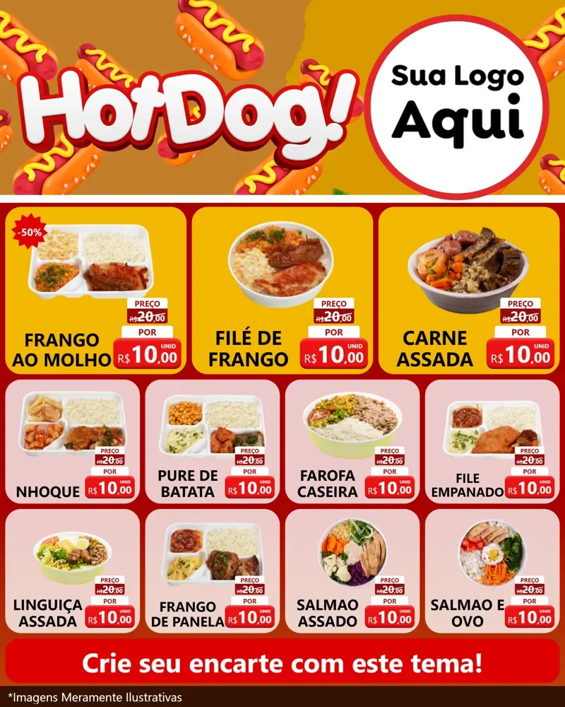 Modelo de Rede Social para Feed Instagram com o tema Hot Dog para Restaurante