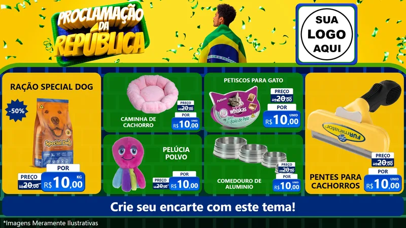 Modelo de TV para TV Horizontal com o tema Proclamação da República para Pet Shop