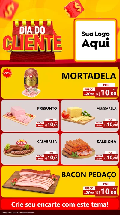 Modelo de TV para TV Vertical com o tema Dia do Cliente para Frios e Laticínios