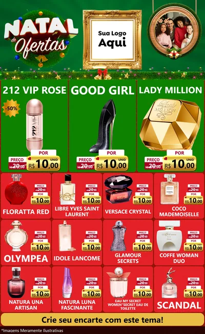 Modelo de Encarte para Encarte Grande com o tema Natal de Ofertas para Perfumes