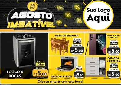 Modelo de Encarte para Encarte A4 Horizontal com o tema Agosto Imbatível para Móveis e Eletro
