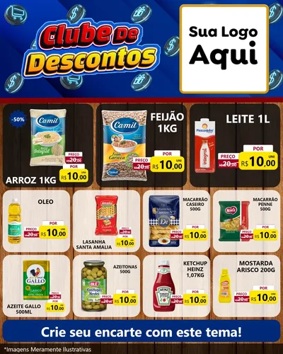 Modelo de Rede Social para Feed Instagram com o tema Clube de Descontos para Supermercado
