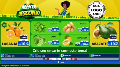 Modelo de TV para TV Horizontal com o tema Alerta de Desconto para Hortifrúti