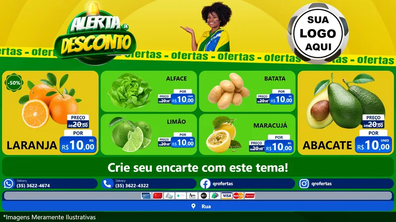 Modelo de TV para TV Horizontal com o tema Alerta de Desconto para Hortifrúti