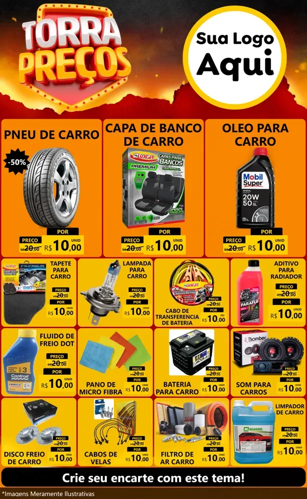 Modelo de Encarte para Encarte Grande com o tema Torra Preços para Auto peças