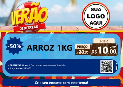 Modelo de Cartaz para Cartaz A4 Horizontal com o tema Verão de Ofertas para Supermercado