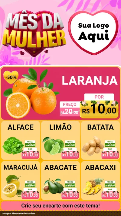 Modelo de Rede Social para Stories com o tema Mês da Mulher para Hortifrúti