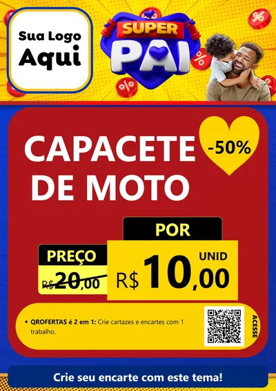 Modelo de Cartaz para Cartaz A4 Vertical com o tema Super Pai para Moto peças
