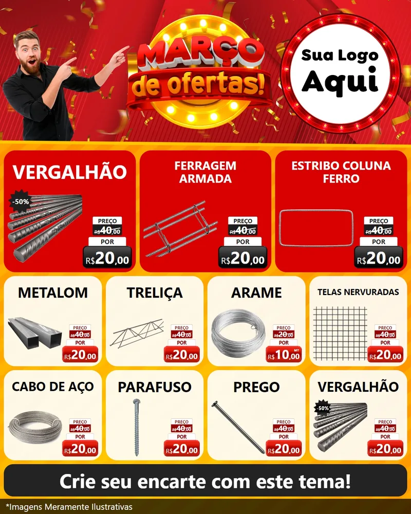 Modelo de Rede Social para Feed Instagram com o tema Março de Ofertas! para Ferragens