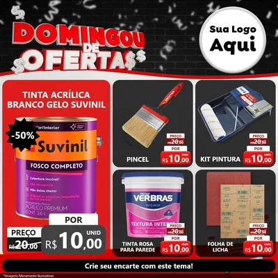 Modelo de Rede Social para Feed Facebook com o tema Domingou de Ofertas para Tintas e Ferramentas