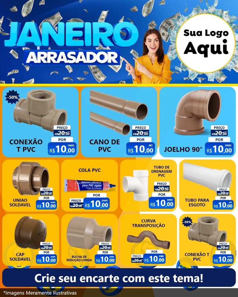 Modelo de Rede Social para Feed Instagram com o tema Janeiro Arrasador para Tubos e conexões