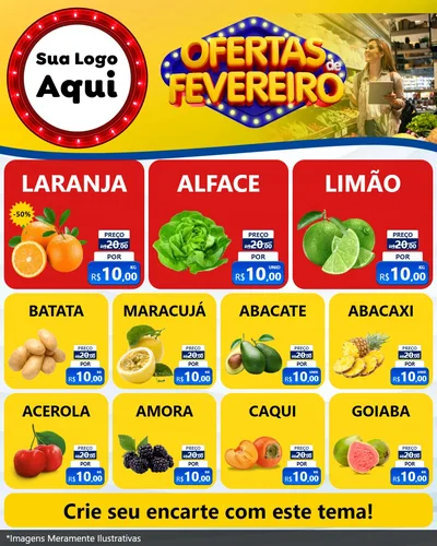 Modelo de Rede Social para Feed Instagram com o tema Ofertas de Fevereiro para Hortifrúti
