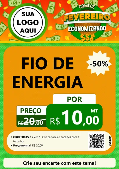 Modelo de Cartaz para Cartaz A4 Vertical com o tema Comece Fevereiro Economizando para Materiais Elétricos