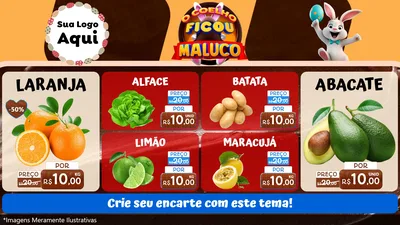 Modelo de TV para TV Horizontal com o tema O Coelho Ficou Maluco - Páscoa para Hortifrúti