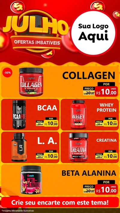 Modelo de TV para TV Vertical com o tema Julho Ofertas Imbatíveis para Suplementos alimentares