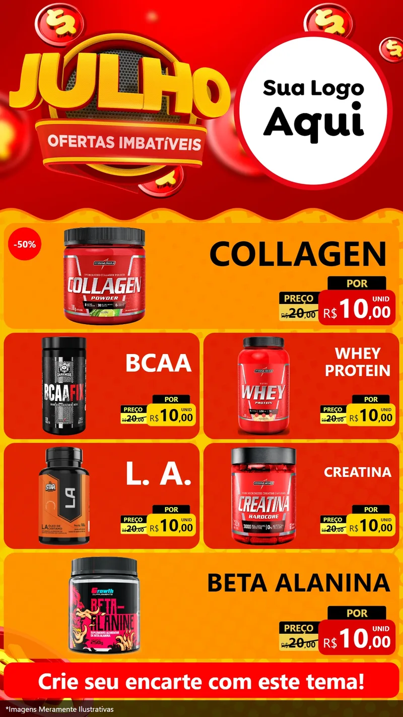 Modelo de TV para TV Vertical com o tema Julho Ofertas Imbatíveis para Suplementos alimentares