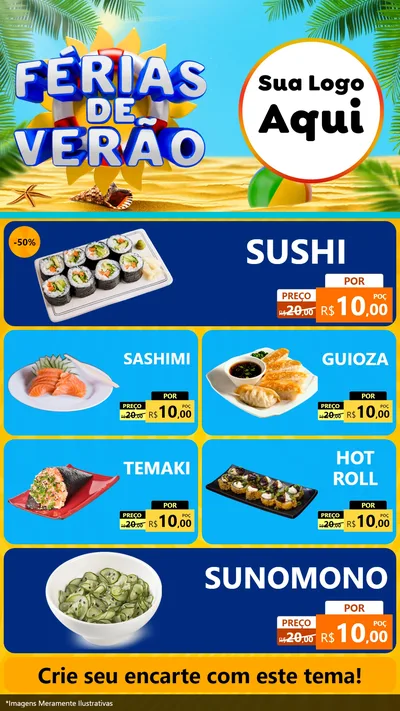 Modelo de TV para TV Vertical com o tema Férias de Verão para Comida japonesa
