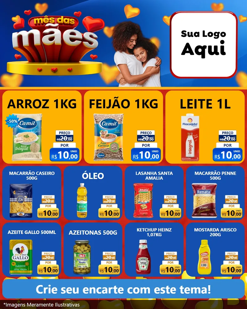 Modelo de Rede Social para Feed Instagram com o tema Mês das Mães para Supermercado