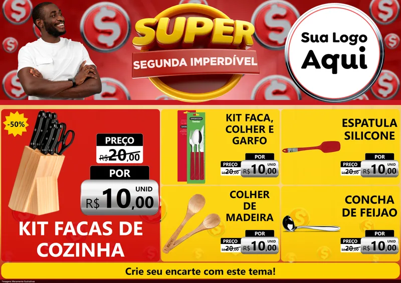 Modelo de Encarte para Encarte A4 Horizontal com o tema Super Segunda Imperdível para Utilidades Domésticas