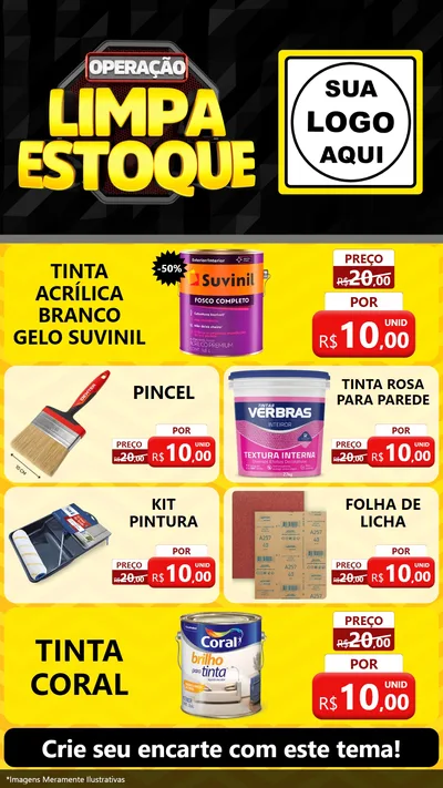 Modelo de TV para TV Vertical com o tema Operação Limpa Estoque para Tintas e Ferramentas