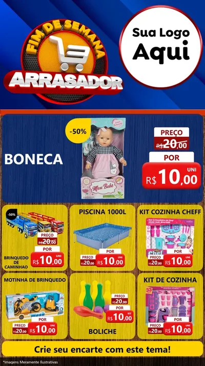 Modelo de Rede Social para Stories com o tema Fim De Semana Arrasador para Brinquedos