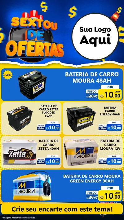 Modelo de TV para TV Vertical com o tema Sextou de Ofertas para Baterias Elétricas