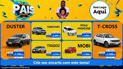 Modelo de TV para TV Horizontal com o tema Dia dos Pais para Concessionaria de Carros